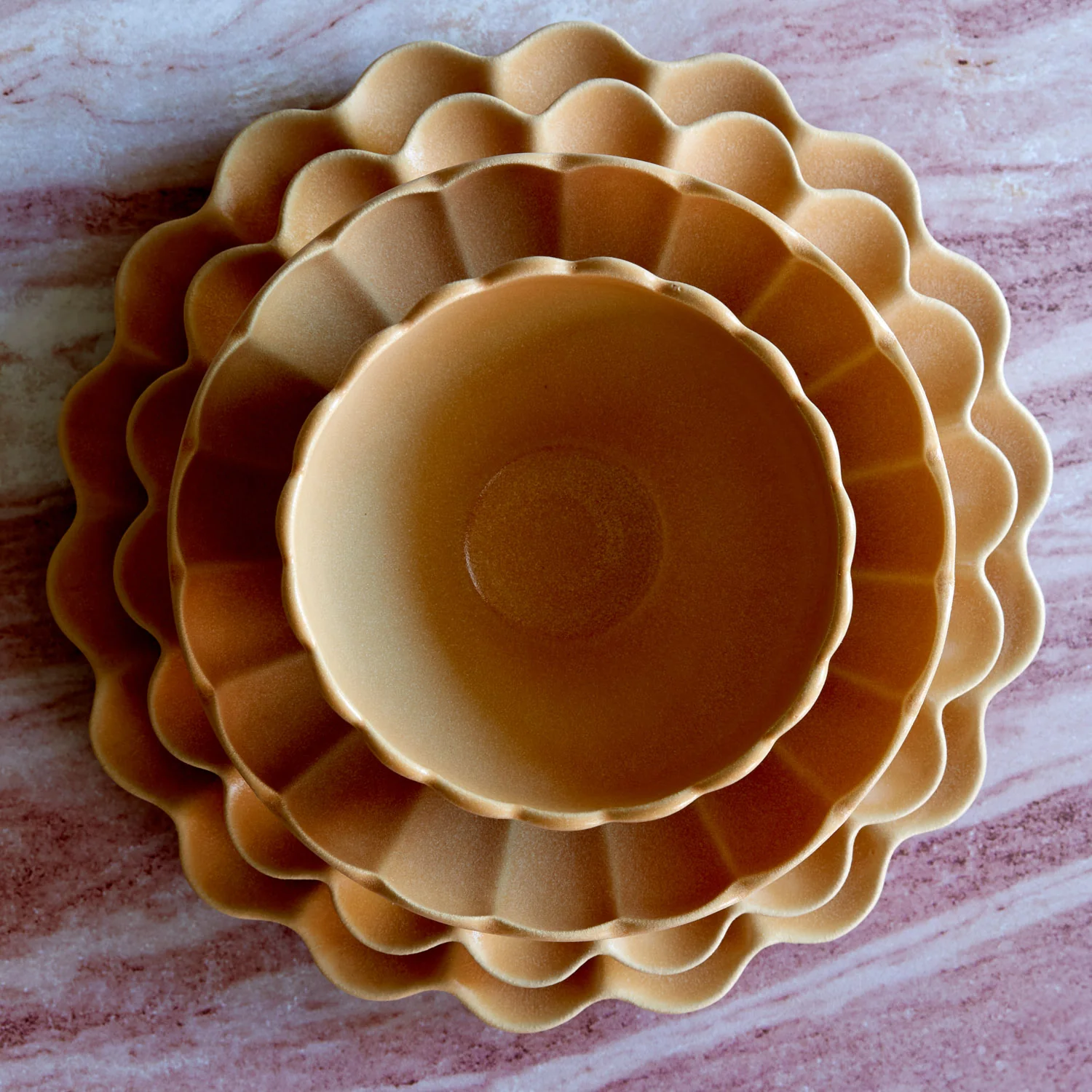 Dhalia Stoneware Bowl, Set of 4 (Camel) - Image 3