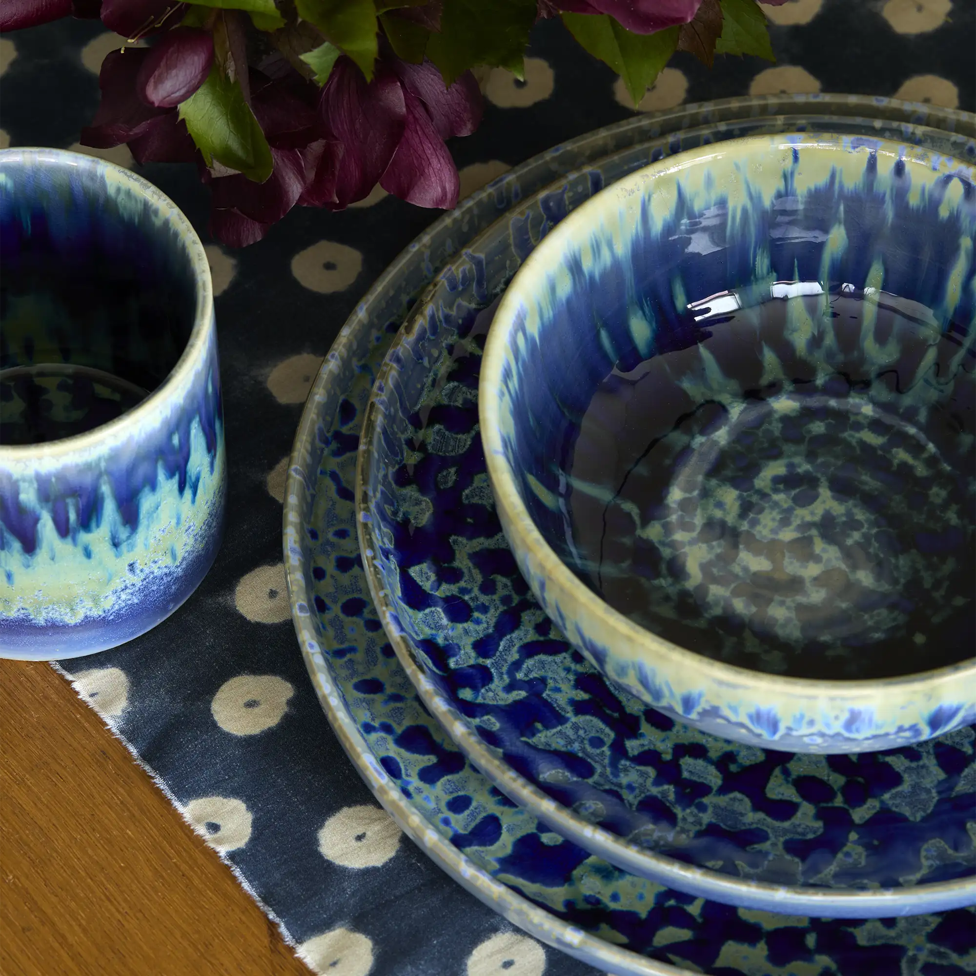 Hanami Stoneware Salad Plate Set, Indigo, Set of Four - Image 3